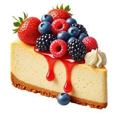 Cheesecake Slice with Berry Topping, isolated on transparent background
