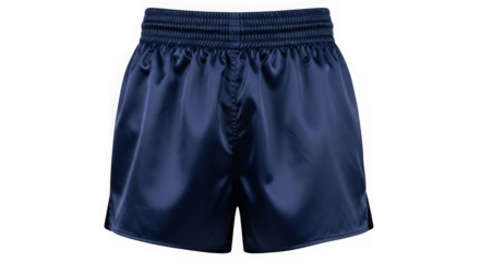Navy Blue Satin Boxer Shorts Back View