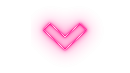 Pink neon arrow pointing down, isolated on transparent background