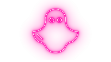 Pink neon ghost icon isolated on transparent background