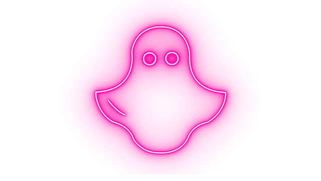 Pink neon ghost icon isolated on transparent background
