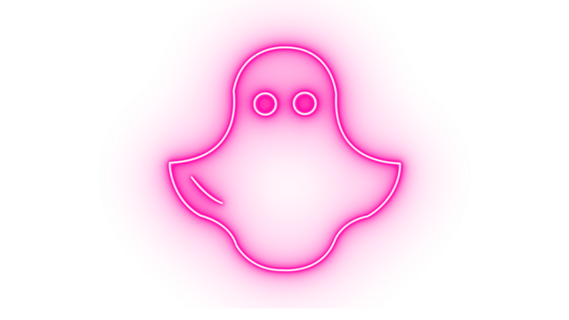Pink neon ghost icon isolated on transparent background