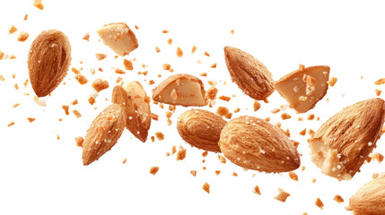 Product shot of fresh almonds for healthy snack isolated on white background
