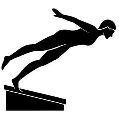 Silhouette of Runner Starting Race &ndash; Athlete Running Vector Illustration