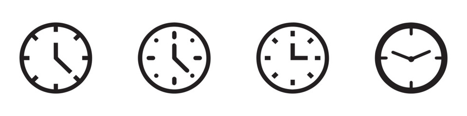 Clock icon. Clock and time icons set. Timers icon collection. Vector illustration. EPS 10