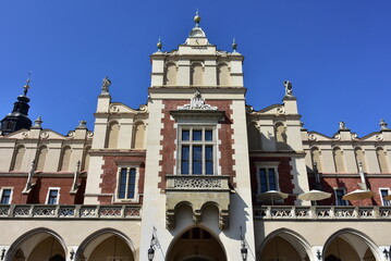 deatails of building Sukiennice Cloth Hall on Main Central Square of town Krakow,Poland