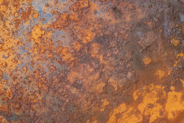 Rusty metal surface texture. Old weathered metal surface with rust. Rust texture on industrial metal surface.