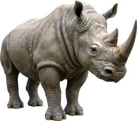 Obraz premium Majestic Rhinoceros Standing Proudly with its Powerful Horns