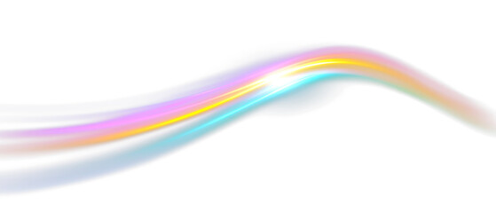Fototapeta premium Vibrant Rainbow Light Trail with Isolated Colorful Effects Isolate on Transparent Background, cutout, png