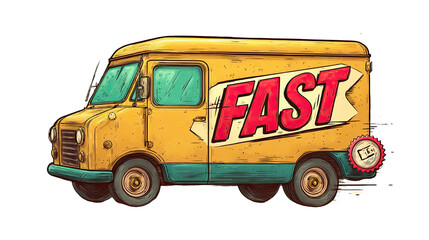Fast delivery service concept for shipping and logistics isolated on white background