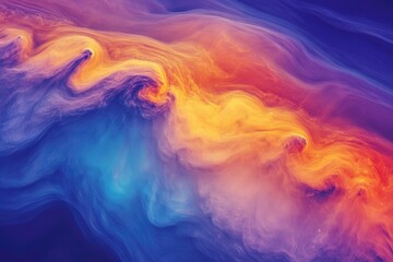 Fototapeta premium A breathtaking abstract creation of swirling, cosmic clouds in hues of blue, orange, red, and purple resembling nebulae.