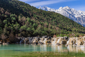 The landscape of Blue Moon Valley in Yulong Snow Mountain, Lijiang, Yunnan Province