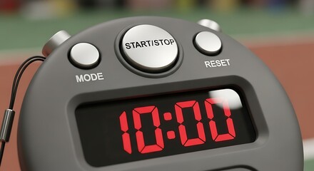 Closeup of a digital stopwatch showing 1000.