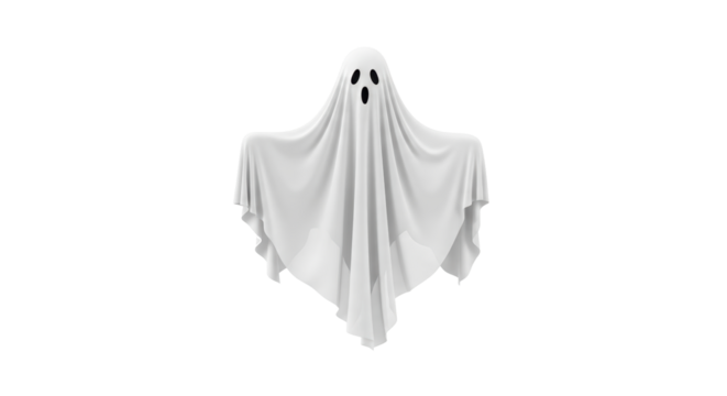 Isolated Ghostly Figure in Sheet costume perfect for Halloween and spooky designs