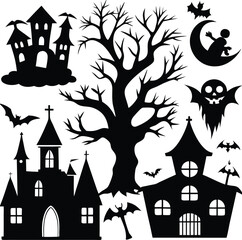 A spooky collection of halloween silhouettes for festive designs