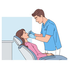Obraz premium Dentist examining patients teeth during dental checkup procedure.
