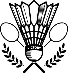 Badminton Champions Logo – Shuttlecock and Rackets Emblem