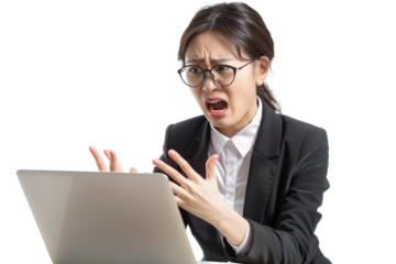 Frustrated Businesswoman with Laptop Issue