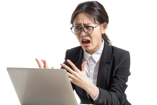 Frustrated Businesswoman with Laptop Issue