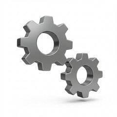 3d illustration of two metallic gears meshing together