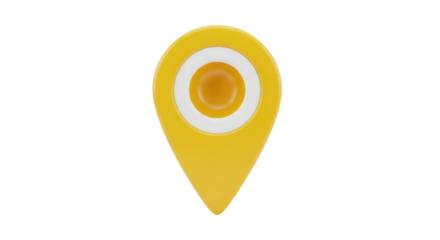 Isolated yellow map pointer indicating location on mobile GPS navigation interface icon