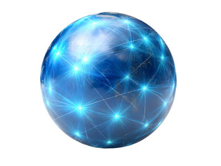 Glowing Blue Globe with Interconnected Network Lines Design Isolate on Transparent Background, cutout, png