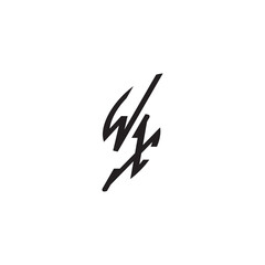 Obraz premium initial logo vector WX curved oval shape alphabet letter gaming monogram Black 