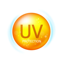 Orange sphere representing uv protection with glowing halo effect