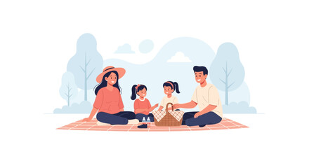 Family Picnic Enjoying Themselves in a Park Setting on a Sunny Day