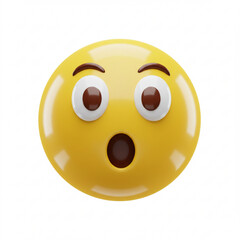 Fototapeta premium 3d illustration of yellow emoji face with wide eyes and open mouth