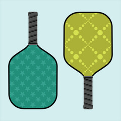 Colorful Pickleball Paddles with Star and Geometric Pattern Vector