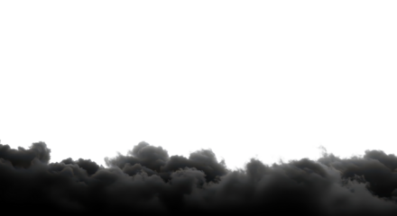 Black cloud border, dark smoke isolated on transparent background