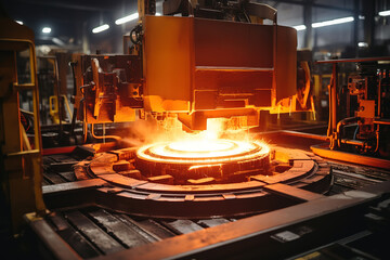 Induction furnace for heating metal rods in factory environment