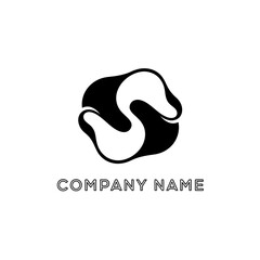 Obraz premium Abstract S-shaped logo design with fluid, organic shapes in black and white.