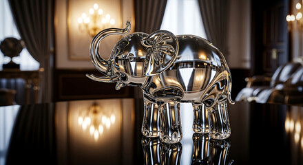 Elegant glass elephant with transparent body and smooth curves