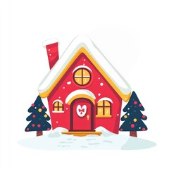 Naklejka premium Christmas house christmas illustration confectionery.