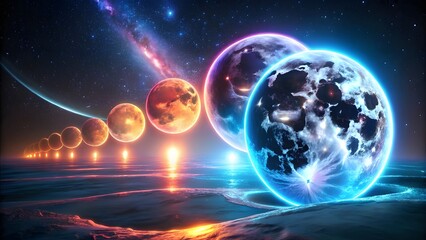 Celestial Alignment Awaits Earthlike Planets Reflecting on the Tranquil Waters Under a Starlit Sky Captivating and Mystical