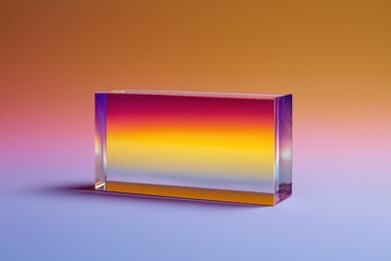 Glass block refracting colorful gradient light spectrum