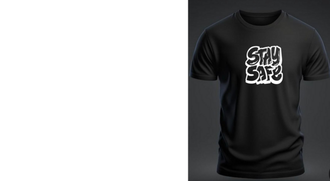 Stay Safe PNG Transparent T Shirt Logo Design | Bold Modern Typography Graphic for Awareness, Streetwear, and Motivational Apparel