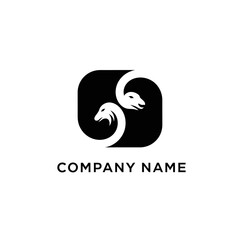 Obraz premium Elegant Logo Featuring Two Intertwined Swan Heads in a Circular Design.