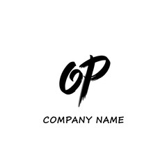 Fototapeta premium Elegant OP Initial Logo Design with Brush Stroke Effect for Company Branding.