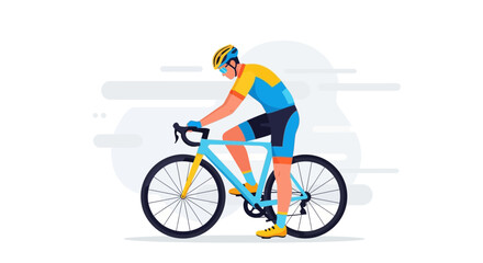 Fototapeta premium Cyclist Riding Bicycle With Protective Gear And Aerodynamic Form In Vector Design