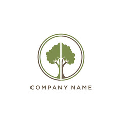 Obraz premium Elegant Tree Logo Design with Circular Frame for Company Branding.