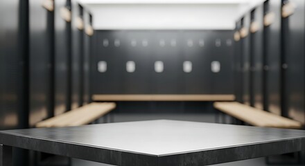 Empty locker room, modern, clean, and functional.