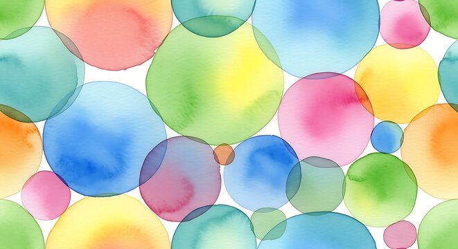Colorful Watercolor Bubbles Abstract Background. - Powered by Adobe
