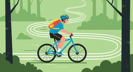 Enjoying A Forest Bicycle Ride on a Winding Path, Outdoor Adventures and Green Spaces