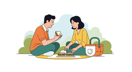 Enjoying A Special Moment: Couple Shares Picnic, Relaxing Outdoors, Amidst Nature