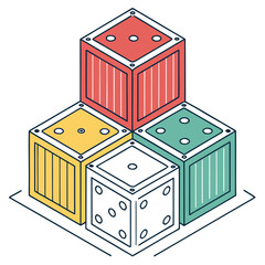 Four colorful isometric cubes arranged in a playful formation with a white background