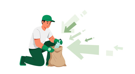 Environmental Cleanliness: A Person Collecting Trash, Protecting Planet and Our Future