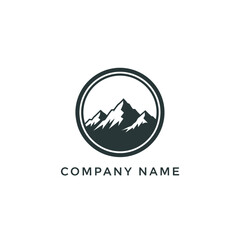 Mountain Peaks in Circle Logo Design for Outdoor Adventure Company.